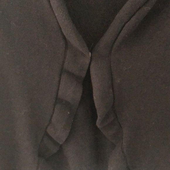 Black ruffle front and sleeve open front sweater - Picture 5 of 6